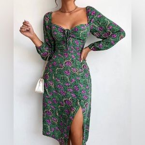 Stunning floral green dress
